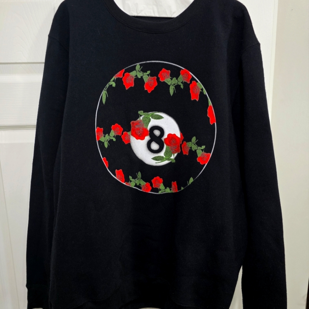 Roses & 8 Ball Ring Of Fire Mens Sweater